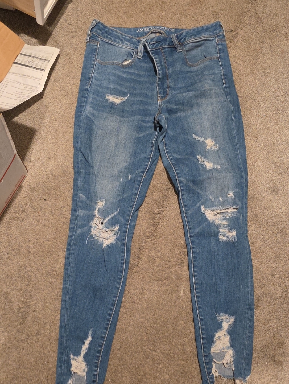 American Eagle Outfitters Medium Blue Distressed Skinny Jeans